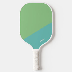 Green And Blue Colour Block With Name Pickleball Paddle