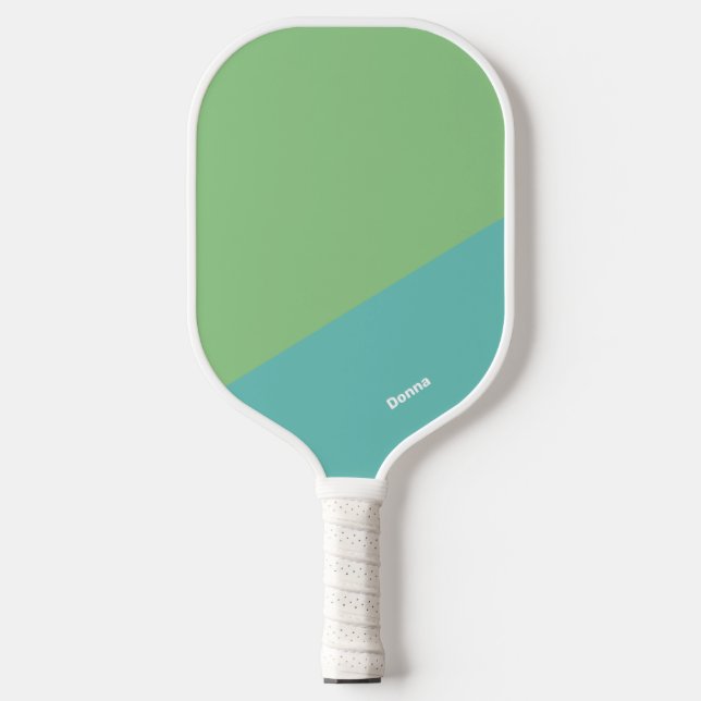 Green And Blue Colour Block With Name Pickleball Paddle (Front)