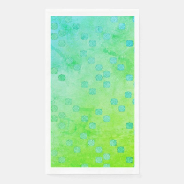 Green and Blue Contemporary Polka Dots Pattern Napkin (Front)