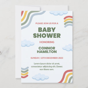 Green and Blue Cute Baby Shower Invitation