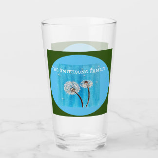 Green and Blue Daisy Flower Personalised Glass