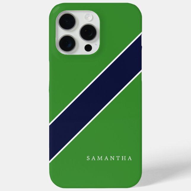 Green and Blue Diagonal Stripe Personalised Case-Mate iPhone Case (Back)