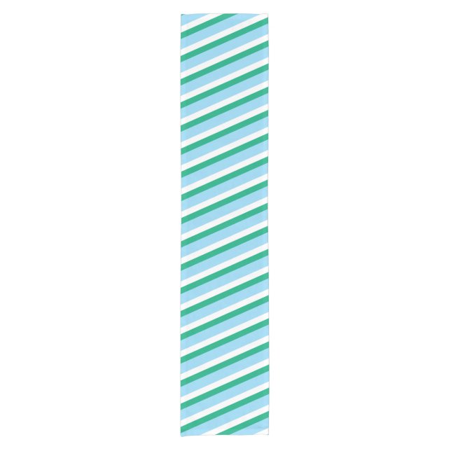 Green and blue diagonal  striped table runner (Front)