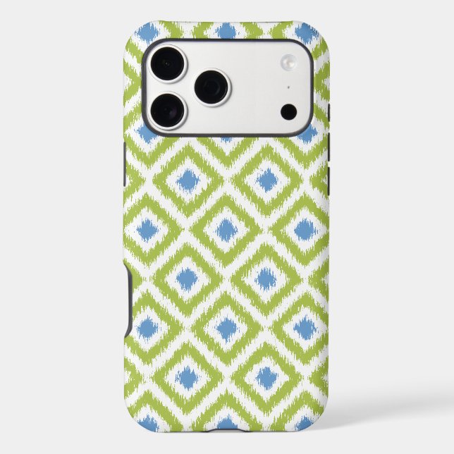 Green and Blue Diamond Ikat Pattern (Back)