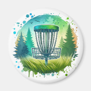 Green and Blue Disc Golf Themed Magnet