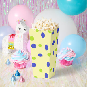 Green and blue dots on yellow favour box