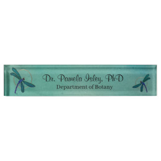 Green and Blue Dragonfly Name Plate