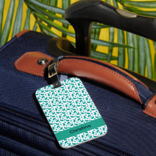 Green and Blue Floral Paisely Personalise Luggage Tag
