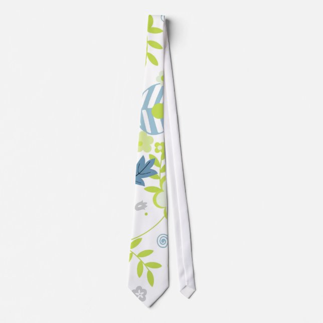 Green and blue flowers tie (Front)