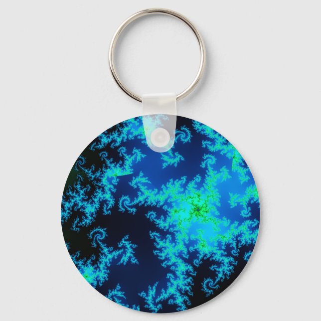 Green and blue fractal keychain (Front)