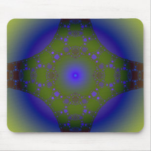 Green and Blue Fractal Mouse Mat