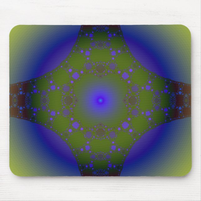Green and Blue Fractal Mouse Mat (Front)