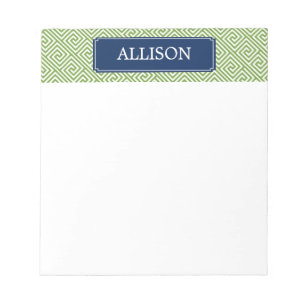 Green and Blue Greek Key Pattern Notepad