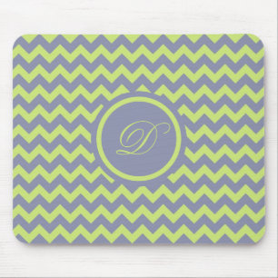 Green And Blue-Grey Retro Chevron Pattern Mouse Mat