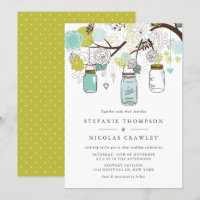 Green and Blue Hanging Mason Jars Wedding