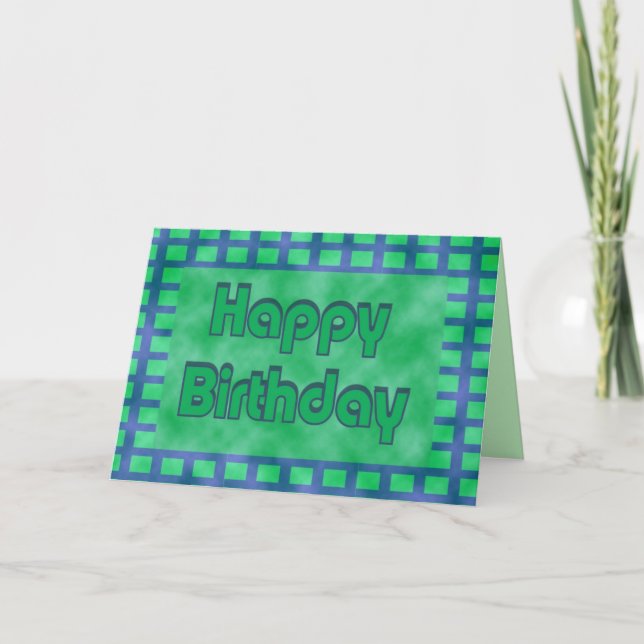 green and blue Happy Birthday Card (Front)