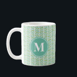 Green and Blue Herringbone Pattern with Monogram Coffee Mug<br><div class="desc">Green and Blue Herringbone Pattern with Monogram</div>