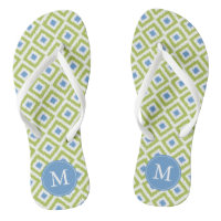 Green and Blue Ikat Pattern Monogram