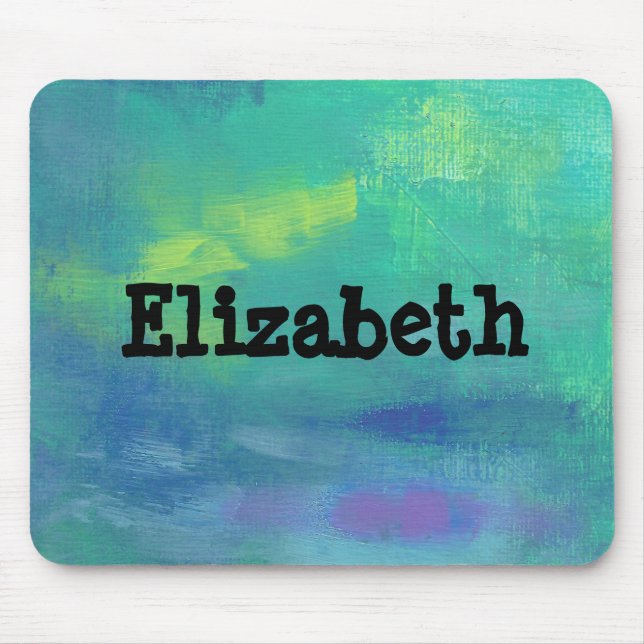 Green and Blue Impressionist Abstract Personalised Mouse Mat (Front)