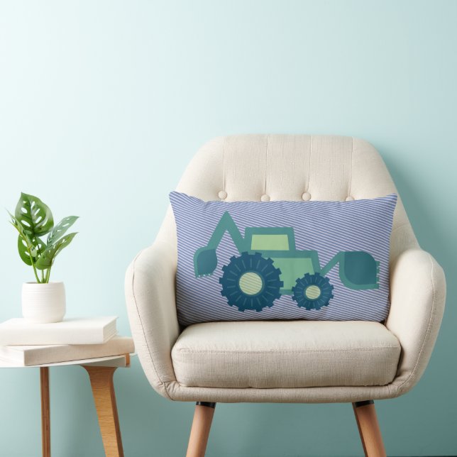 Green and blue kid's digger lumbar cushion (Chair)