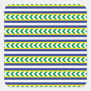 Green and blue Latvian Latgale Ethnic Folk art Square Sticker