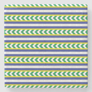 Green and blue Latvian Latgale Ethnic Folk art Stone Coaster