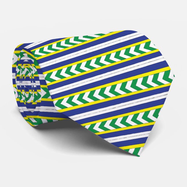 Green and blue Latvian Latgale Ethnic Folk art Tie (Rolled)