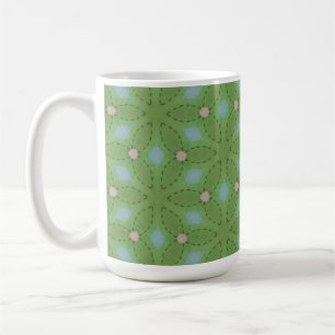 Green and Blue Leafy Pattern Mug