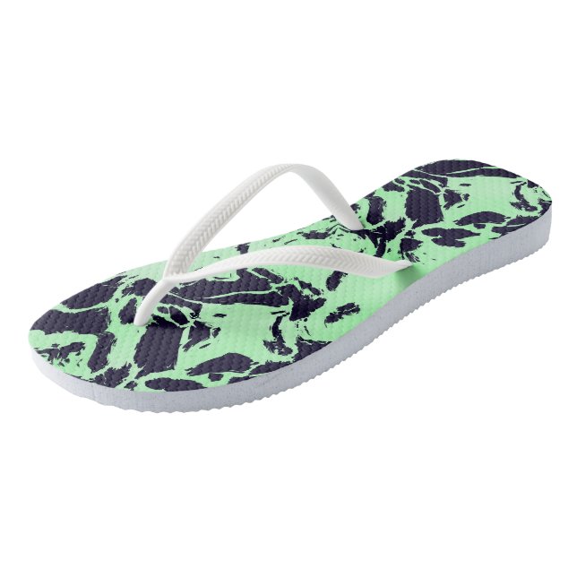 Green and blue Marble  Flip Flops (Angled)