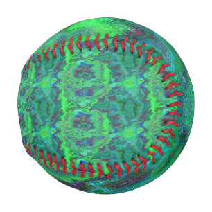 Green and blue marble print baseball