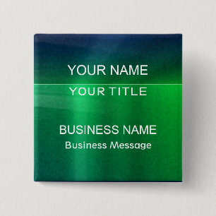 Green and Blue Metalic - Matte Look Name Tag 15 Cm Square Badge