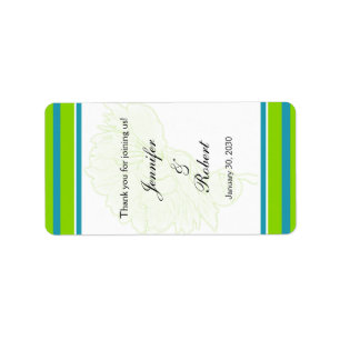 Green and Blue Modern Floral Frame Wedding Lip Bal Label