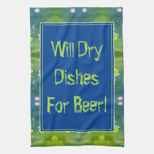 Green and Blue Modern Tea Towel (Vertical)