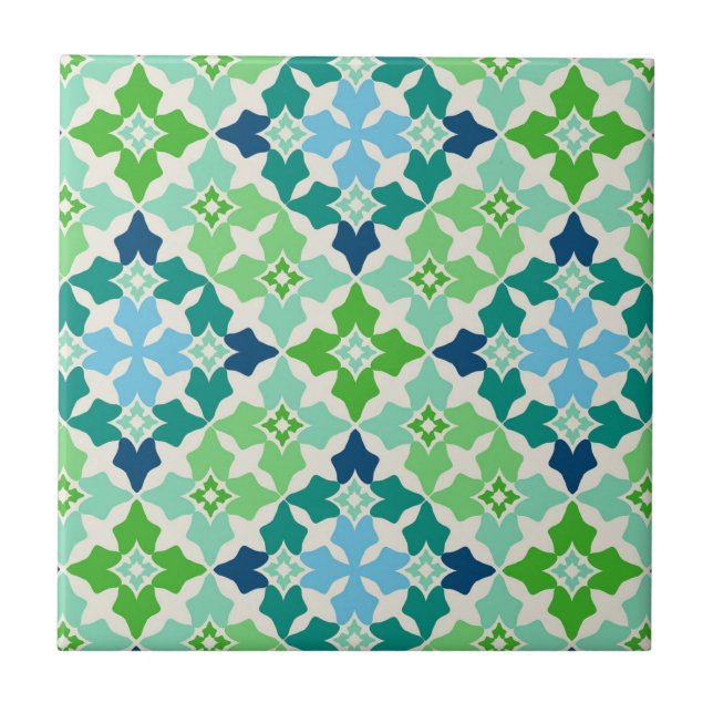 Green and Blue Moroccan Inspired  Tile (Front)