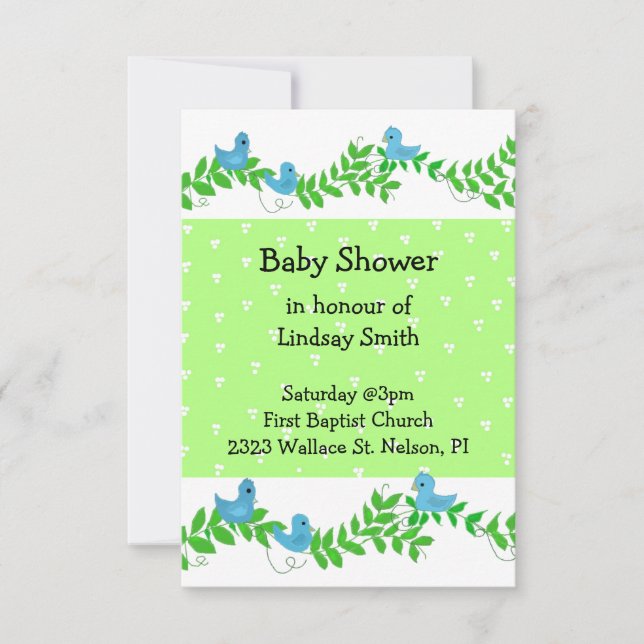 Green and Blue Nature Baby Shower Invitation (Front)
