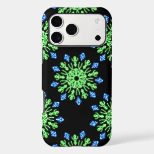Green and blue neon flower