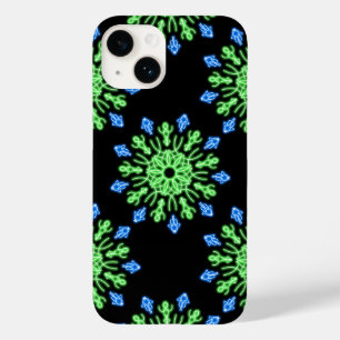 Green and blue neon flower Case-Mate iPhone 14 case