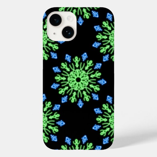 Green and blue neon flower  Case-Mate iPhone case (Back)