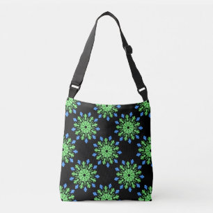 Green and blue neon flower crossbody bag