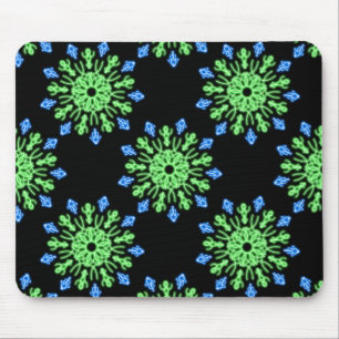 Green and blue neon flower mouse mat