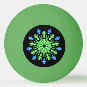 Green and blue neon flower ping pong ball