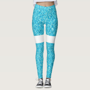 Green and blue ocean waves leggings