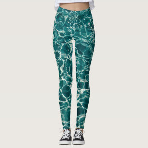 Green and blue ocean waves leggings