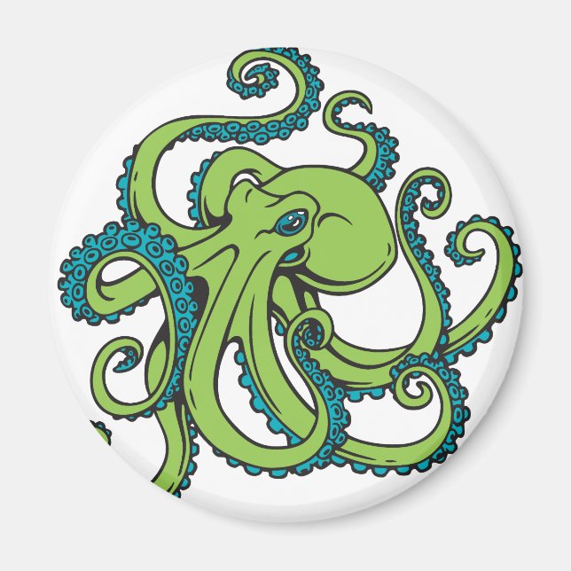 Green and Blue Octopus Magnet (Front)
