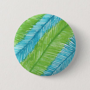 Green and Blue Palm Leaves Pattern 6 Cm Round Badge