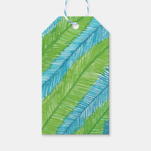 Green and Blue Palm Leaves Pattern Gift Tags