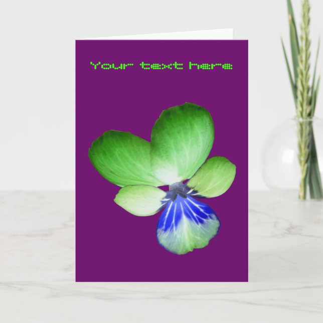 Green and Blue Pansy Custom Greeting Card (Front)