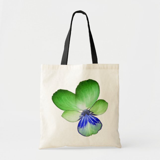 Green and Blue Pansy Tote Bag (Front)