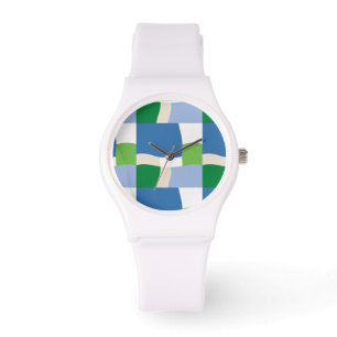 green and blue pattern watch