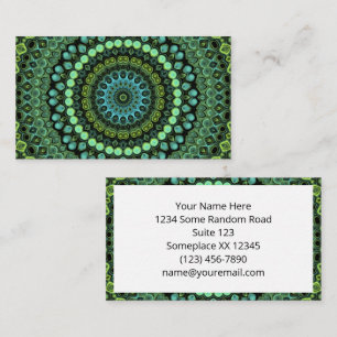 Green and Blue Peacock Mandala Design Business Card